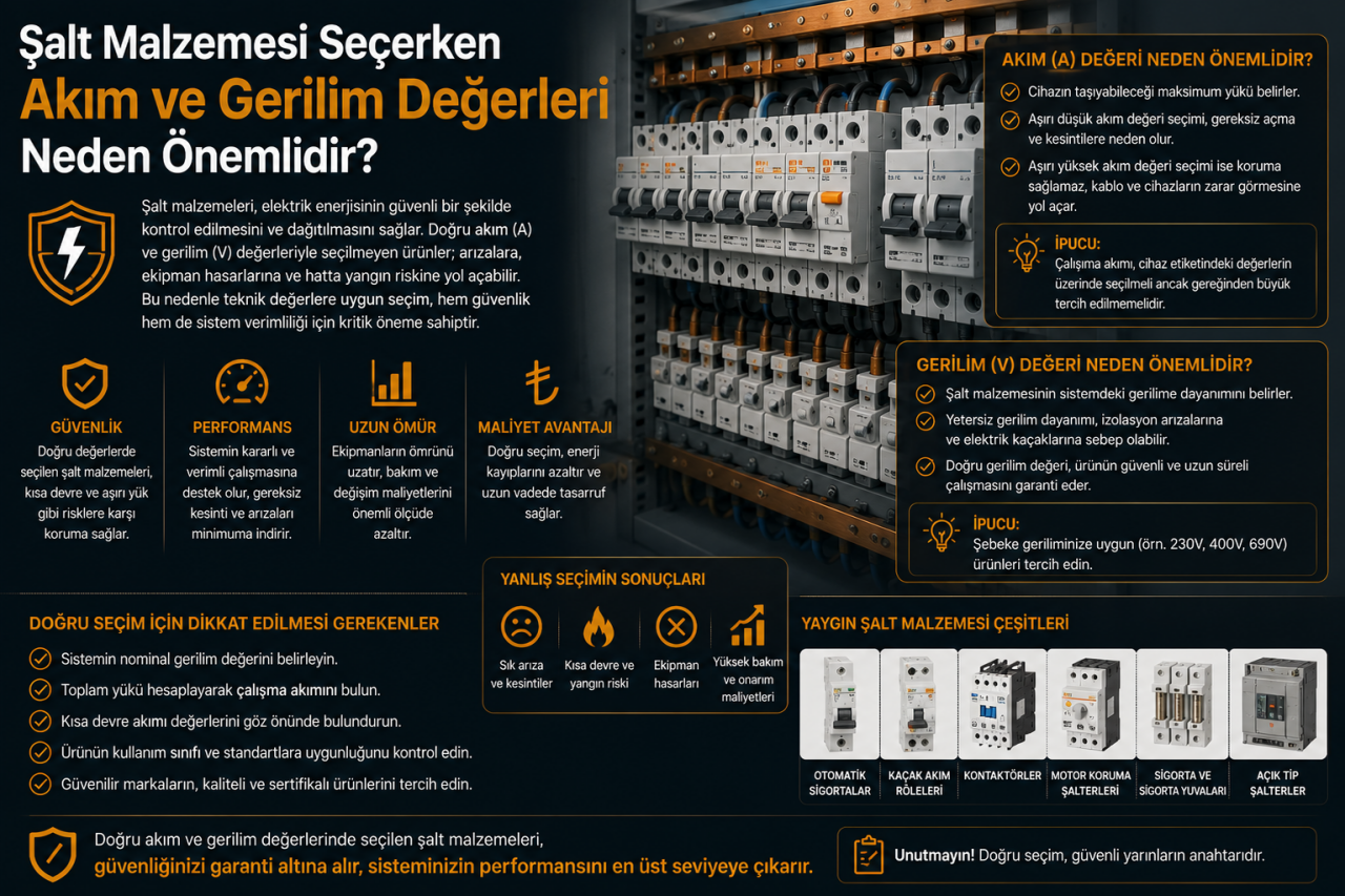 Şalt Malzemesi Seçerken Akım ve Gerilim Değerleri Neden Önemlidir