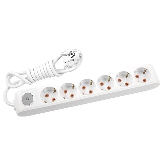 Viko Multi-Let Altılı Priz Anahtarlı Topraklı Kablolu Çocuk Korumalı - 2 Metre - Beyaz