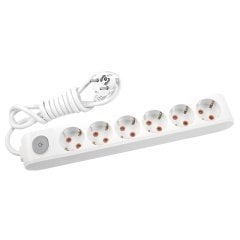 Viko Multi-Let Altılı Priz Anahtarlı Topraklı Kablolu Çocuk Korumalı - 2 Metre - Beyaz