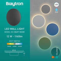 Braytron Palermo M 12W 3 CCT Siyah Duvar Armatür