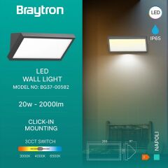 Braytron Napoli 20W 3CCT Gri Duvar Armatürü