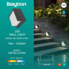 Braytron Walls- G1 15W 3CCT Gri Duvar Armatür