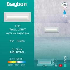 Braytron Vekta-B 3W 3CCT Beyaz Ledli Duvar Armatür