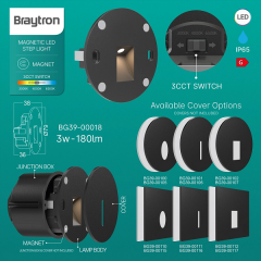 Braytron Veksus 3W 3CCT Siyah Duvar Armatür