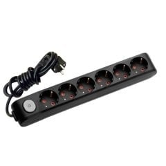 Viko Multi-Let Altılı Priz Anahtarlı Topraklı Kablolu Çocuk Korumalı - 2 Metre - Siyah