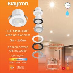 Braytron Minispot-A 3w 3cct 3 Kapaklı Ledli Dowlıght