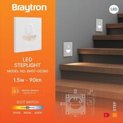 Braytron Step 1.5w 3cct Beyaz Sensörlü Duvar Armatür