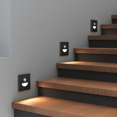 Braytron Step 1.5w 3cct Siyah Sensörlü Duvar Armatür