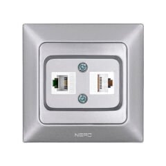Ne-Ad Aras Data+Numeris Priz (Cat6+Cat3) (Çerçeve Hariç) Gümüş - 12 Adet