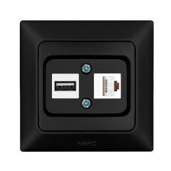 Ne-Ad Aras Data+Numeris Priz (Cat6+Cat3) (Çerçeve Hariç) Gümüş - 12 Adet