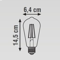 K2 6W E27 St64 Led Flamanlı Mantar Ampul 2700K Sarı Işık