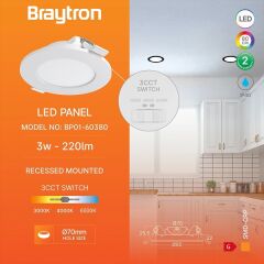 Braytron SMD-CRP 3w 3cct Ip40 Sıva Altı Pc Ledli Panel