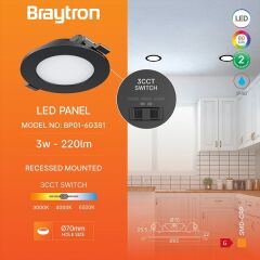 Braytron SMD-CRP 3w-Rnd-3ınc-Blc-3ın1-Led Panel Lıght