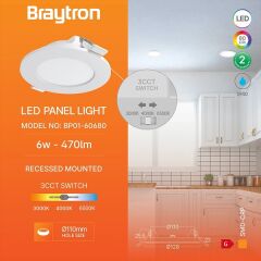 Braytron SMD-CRP 6w 3cct Ip40 Sıva Altı Pc Ledli Panel