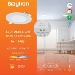 Braytron SMD-CRP 9w 3cct Ip40 Sıva Altı Pc Ledli Panel