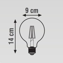 K2 4W E27 G95 Led Flamanlı Ampul 2700K Sarı Işık