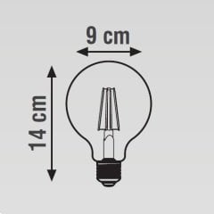 K2 6W E27 G95 Led Flamanlı Ampul 2700K Sarı Işık