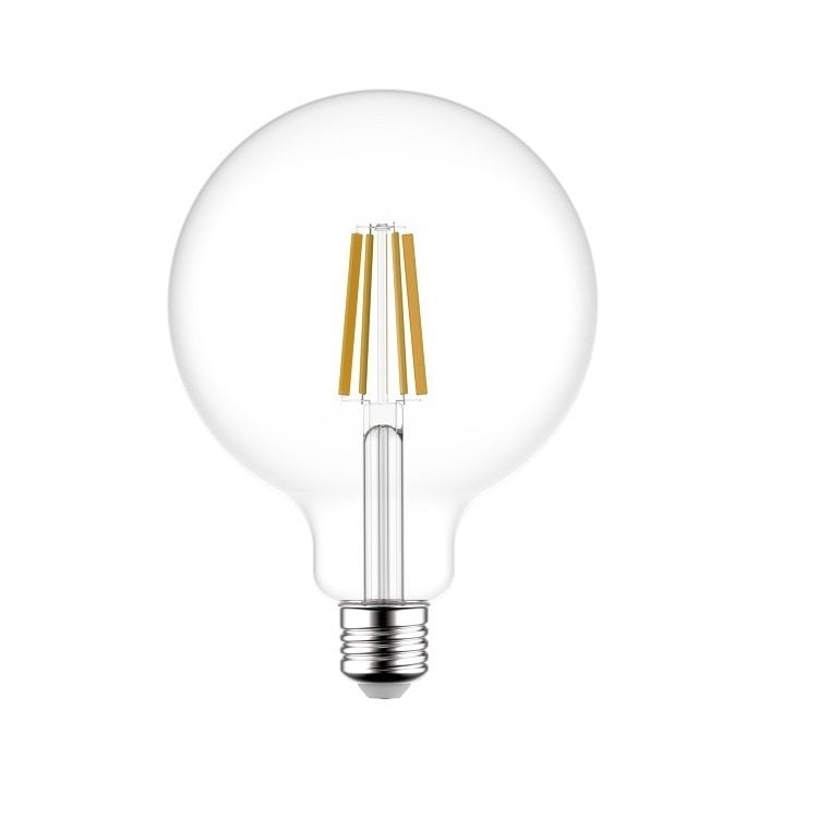K2 6W E27 G95 Led Flamanlı Şeffaf Glop Ampul 2700K Sarı Işık