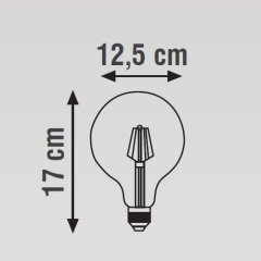 K2 8W E27 G125 Led Flamanlı Şeffaf Glop Ampul 2700K Sarı Işık