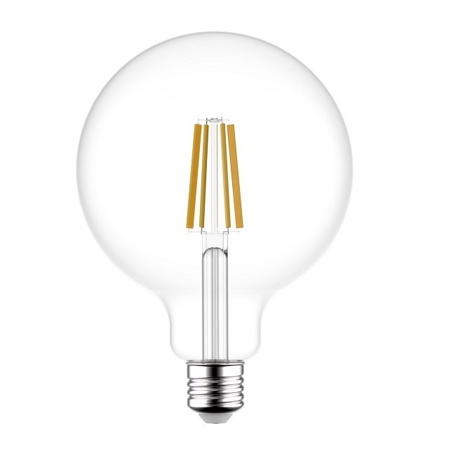 K2 8W E27 G125 Led Flamanlı Şeffaf Glop Ampul 2700K Sarı Işık