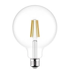 K2 8W E27 G125 Led Flamanlı Şeffaf Glop Ampul 2700K Sarı Işık