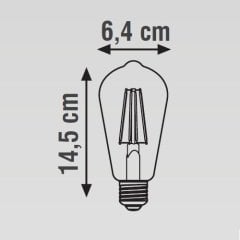 K2 6W E27 St64 Led Flamanlı Dimedilebilir Mantar Ampul 2700K Sarı Işık