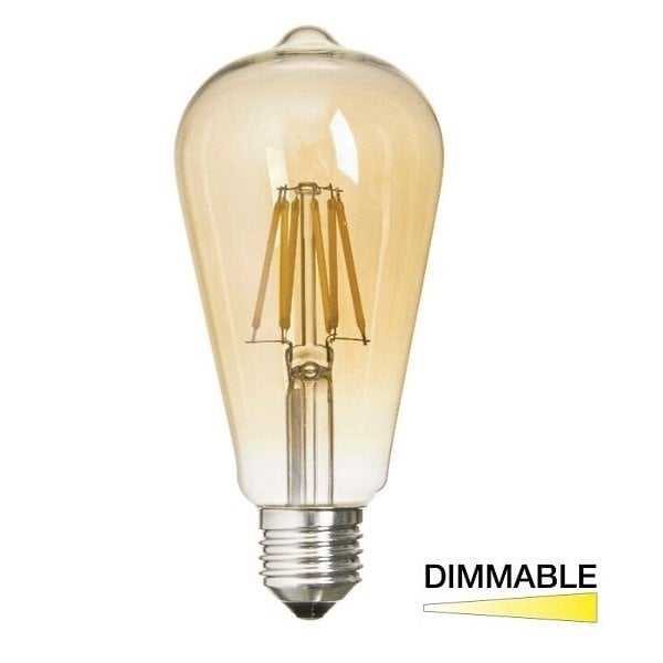K2 6W E27 St64 Led Flamanlı Dimedilebilir Mantar Ampul 2700K Sarı Işık