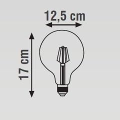 K2 8W E27 G125 Led Flamanlı Dimedilebilir Glop Ampul 2700K Sarı Işık