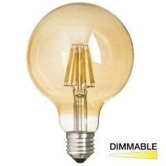 K2 8W E27 G125 Led Flamanlı Dimedilebilir Glop Ampul 2700K Sarı Işık