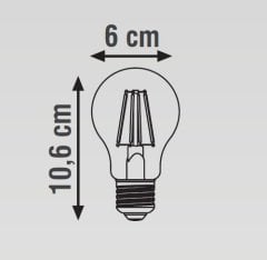 K2 4W E27 A60 Led Flamanlı Dimedilebilir Normal Ampul 2700K Sarı Işık