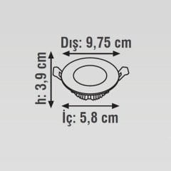 K2 6W 600 Lümen Beyaz Kasa Smd Led Yuvarlak Sıva Altı Armatür