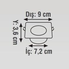 K2 5W 450 Lümen Beyaz Gövde Smd Downlıght Led Kare Sıva Altı Armatür