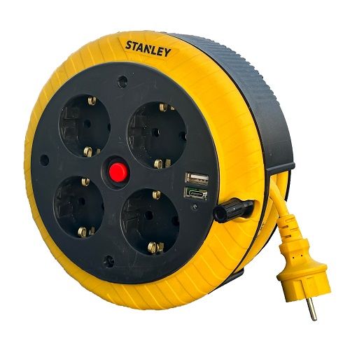 Stanley St-H Kompakt Kaset Ip20 4 Soketli 5 Metre Makaralı Kablo Usb’Li / 3X1,5Mm