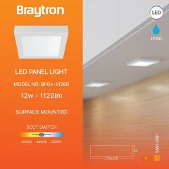 Braytron SMD-SRP 12w-Sqr-Wht-3ın1-Led Panel Lıght