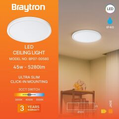 Braytron Jade 45w 3cct Jade Beyaz Yuvarlak Sıva Üstü Armatür
