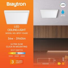 Braytron Jade 36w 3cct Jade Beyaz Kare Sıva Üstü Armatür