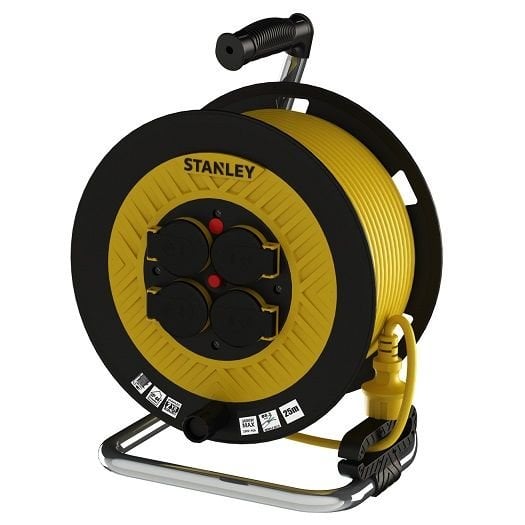 Stanley St-P-2525 Ip44 4 Soketli 25 Metre Makaralı Kablo / 3X2,5Mm Sarı Kablo