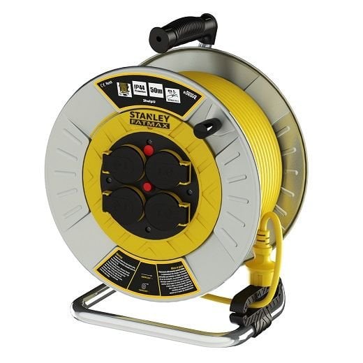 Stanley St-Mc Metal Ip44 4 Soketli 50 Metre Makaralı Kablo / 3X1,5Mm Sarı Kablo