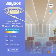 Braytron-10w 6500k 120led Cob Şerit Led