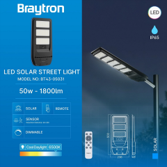 Braytron Solar 100w 6500k Ip65 Solar Led Sokak Armatür