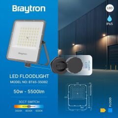Braytron Flood 50w 3cct Ip65 Ledli Projektör