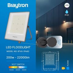 Braytron Flood 200w 3cct Ip65 Ledli Projektör
