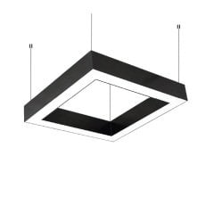 Lamptıme Kare Lıneer Armatür Sıva Üstü 75*90 950*950Mm 108W Siyah Kasa 3000K Sarı Işık