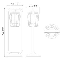Ack E27 700Mm 60W Gordion Alüminyum Bahçe Armatür