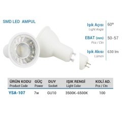 Ycl 7W Smd Led Çanak Ampul Gu10 Beyaz