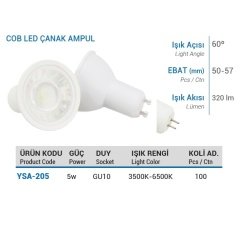 Ycl 5W Cob Led Çanak Ampul Gu10 Beyaz