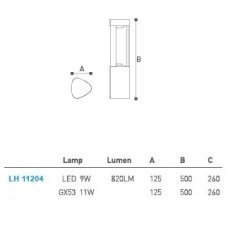 Led Bahçe Armatürü - Bollard 50Cm Lh-11204
