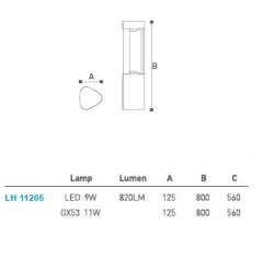 Led Bahçe Armatürü - Bollard 80Cm Lh-11205