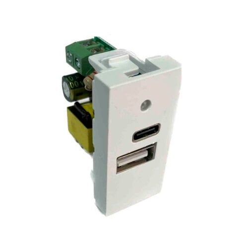 Ne-Ad Modüler 45X22,5 Çiftli Usb Şarj Adaptörü (A/C)
