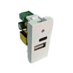 Ne-Ad Modüler 45X22,5 Çiftli Usb Şarj Adaptörü (A/C)